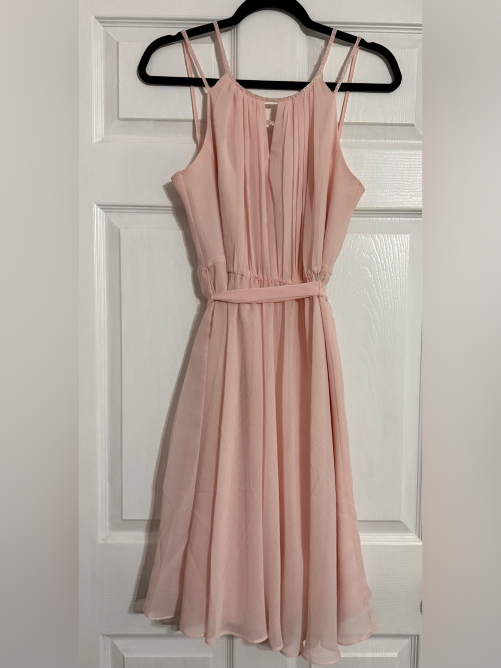 David's Bridal Blush Pink Chiffon Spaghetti-Strap Dress